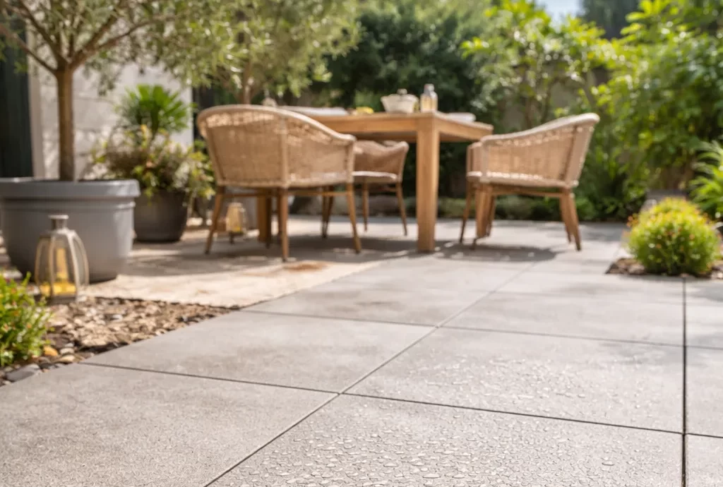 Veilige, stijlvolle buitentegels met extra grip voor terras en tuin.