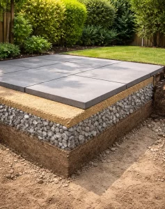 Stevige laagopbouw voor een stabiel buitenterras.